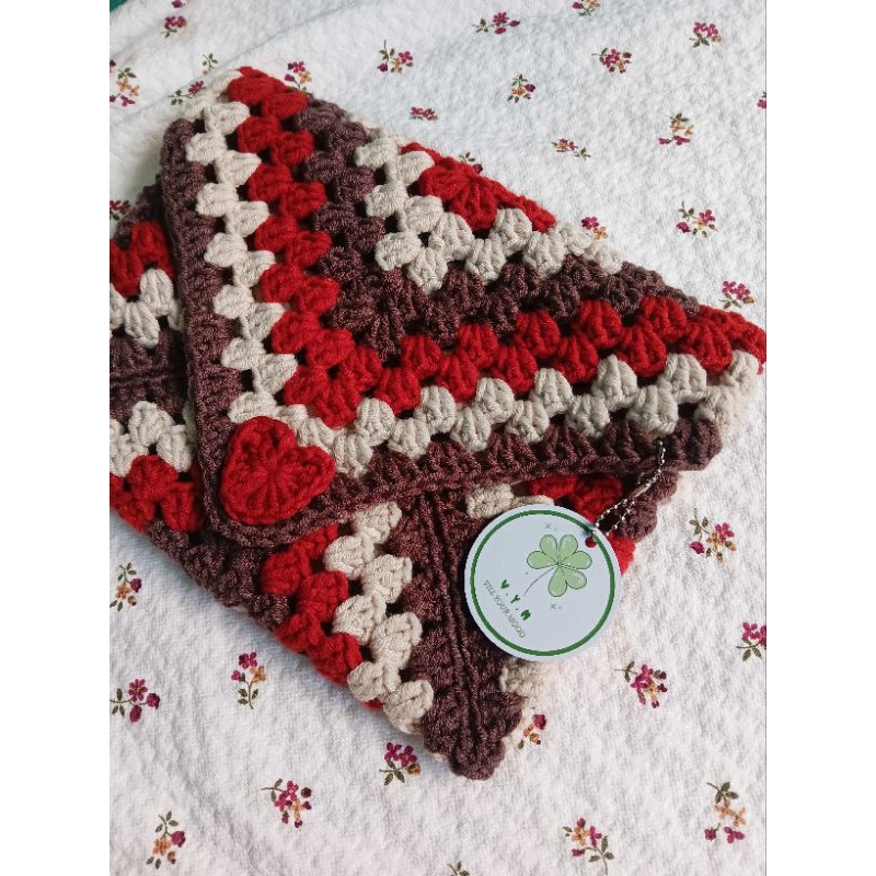 

Envelope Book Sleeve Crochet Granny Square Sampul Buku Rajut Pelindung Buku Rajut Handmade