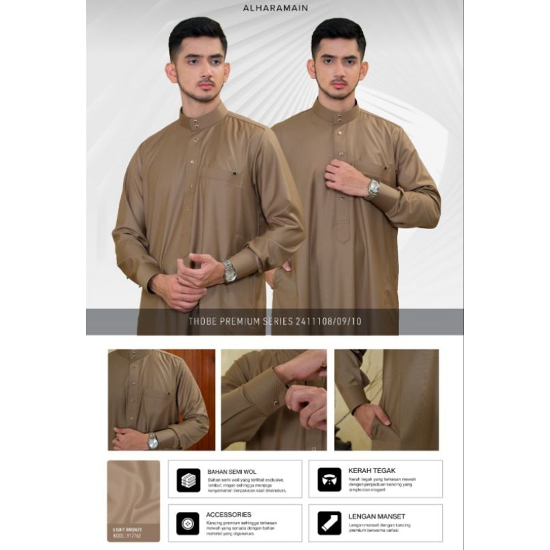 Gamis Jubah Al-Haramain Semi Wool Dewasa Lengan Manset