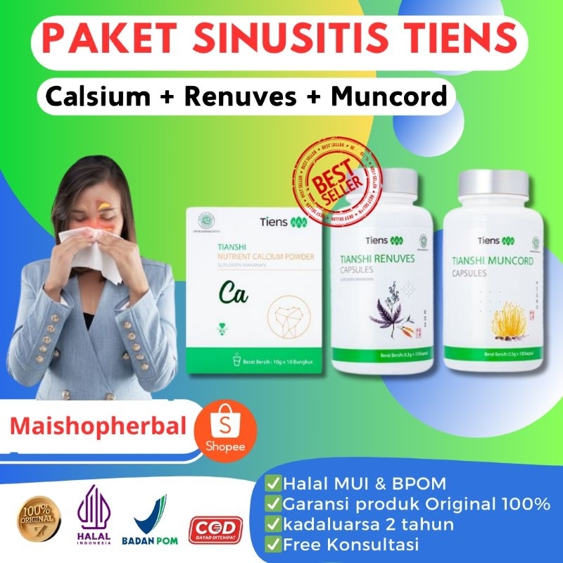 PAKET SINUSITIS TIENS ORIGINAL CALSIUM & MUNCORD HERBAL
