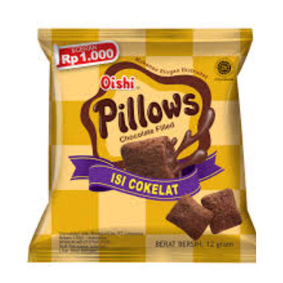 

Oishi Pillows isi Coklat 1 Bag 100gr / Pillow Chocolate / Snack Oishi Termurah / Snack Oishi Cokelat