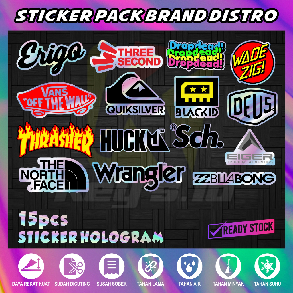 

STICKER PACK HOLOGRAM BRAND DISTRO HYPEBEAST AESTHETIC, STICKER BRAND DISTRO, STIKER HP LAPTOP CASE HELM IPAD TABLET MOTOR