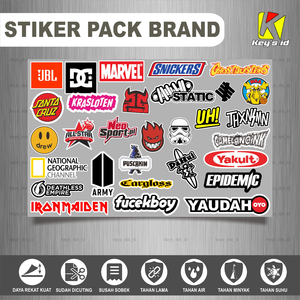 

STIKER PACK BRAND DISTRO, STICKER HYPEBEAST AESTHETIC, STIKER CASE HP LAPTOP HELM MOTOR IPAD TABLET TUMBLER