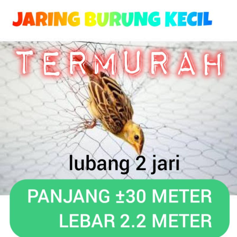 jaring burung jaring hitam panjang  ±30 meter lebar 2.2 meter jaring lubang 2 inch / 2 jari jaring h