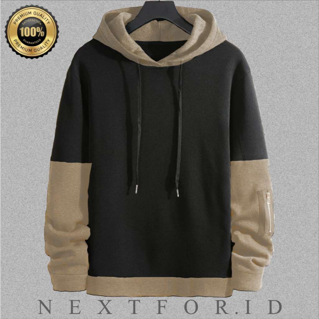 Sweater Hoodie Kombinasi Warna Sweater Pria Wanita Bahan Kain Tebal 280gsm - NXF5 - Premium Fit Terb