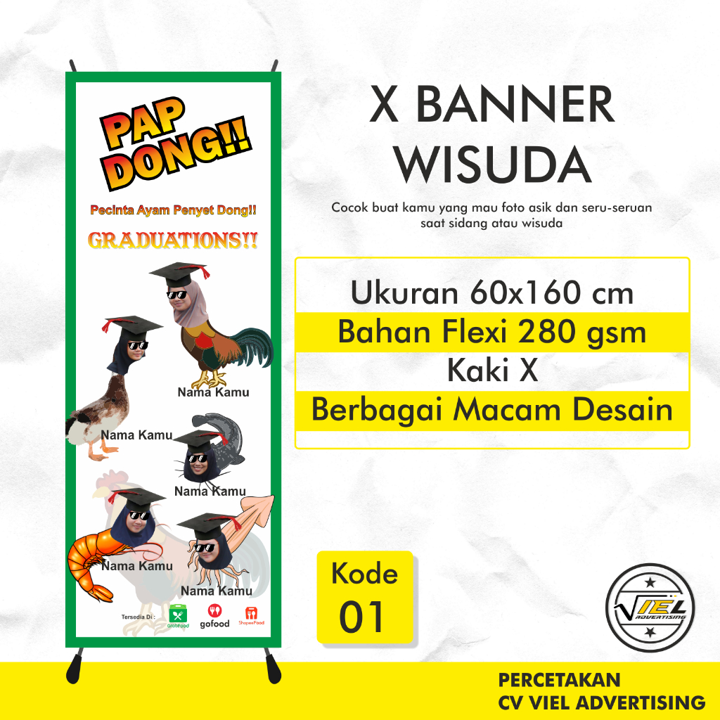 Banner/Spanduk Wisuda Lucu dan keren + Kaki