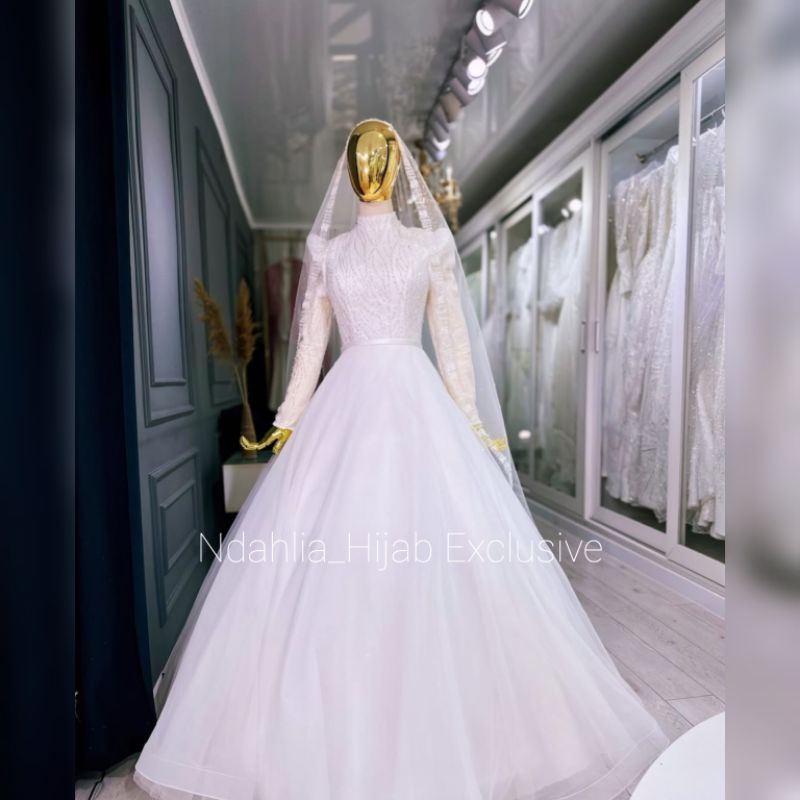 SET BAJU PENGANTIN TURKI PREMIUM FULL SET BAJU,VEIL,JILBAB,CADAR,DRAPERY HIJAB