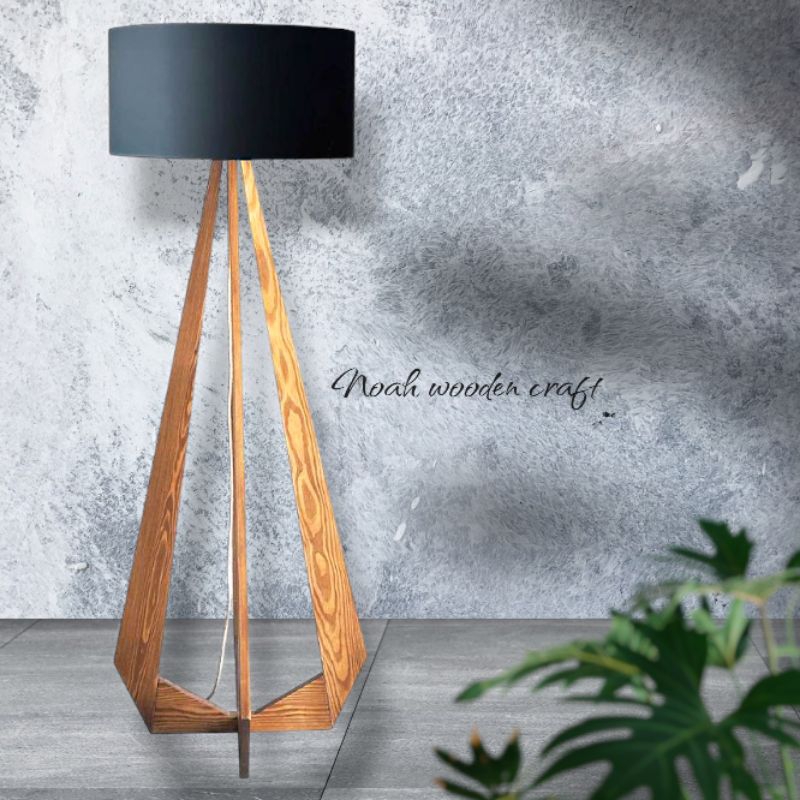 Standing Lamp Lampu Tidur Lampu Sudut Bahan Kayu Jati Grade A Bisa Custom Warna Kayu dan Kap