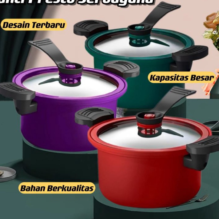 HJ6 Panci Presto Teflon Pressure Cooker Pot Anti Lengket Panci Presto 35 Liter Serbaguna Panda99
