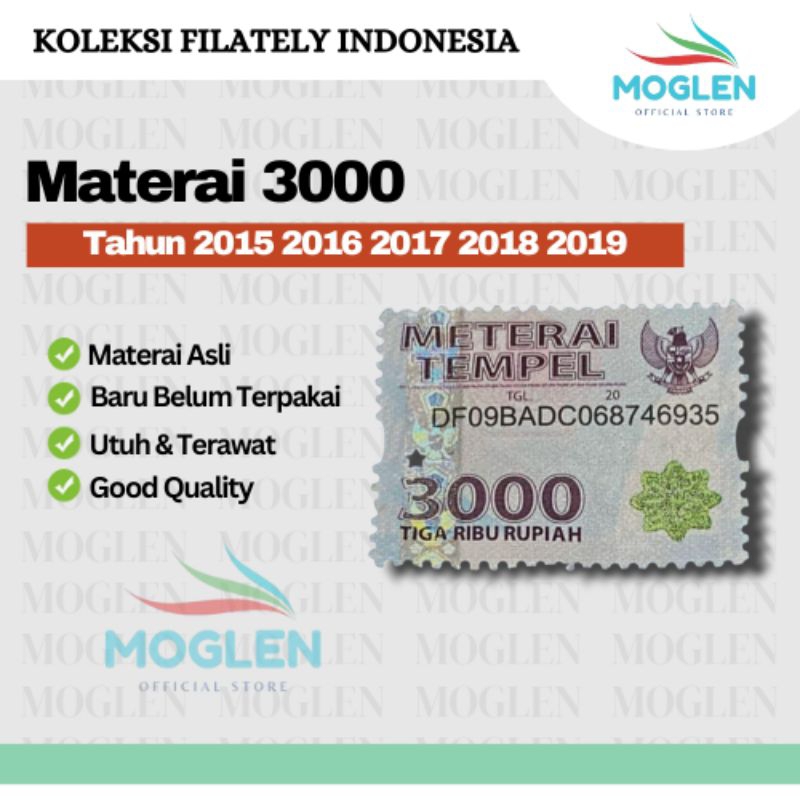 Materai 3000 Tahun 2015 2016 2017 2018 2019 Perangko Matrai Tempel Asli Original Pos