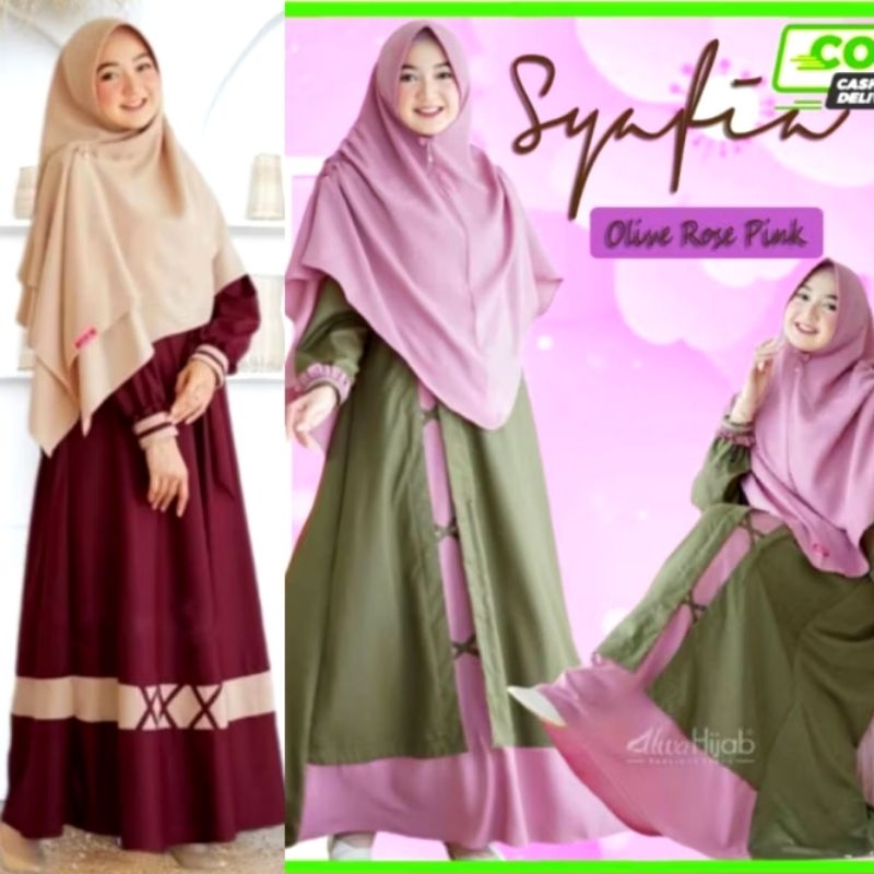 Cuci Gudang - SYAFIA SYARI - Gamis Syari Terbaru Set Khimar Jumbo Mewah