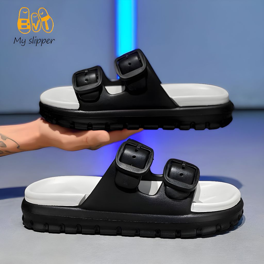 Sandal Pria Karet Jelly Sepatu Sandal Pria Keren Sandal Slop Pria Kekinian Antiselip Unisex
