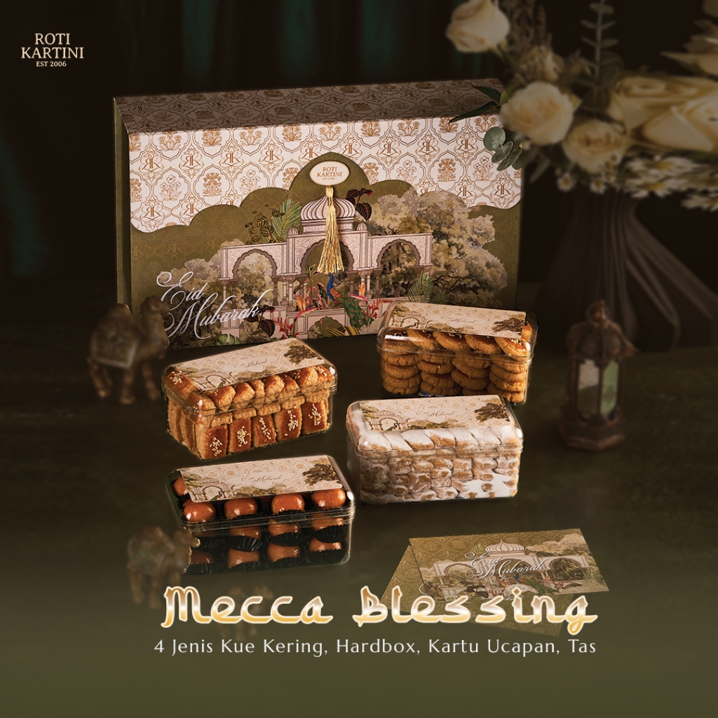 

Roti Kartini Hampers Idul Fitri 2025 Kue Kering/ Cookies isi 4 Hard Box Mecca Blessing
