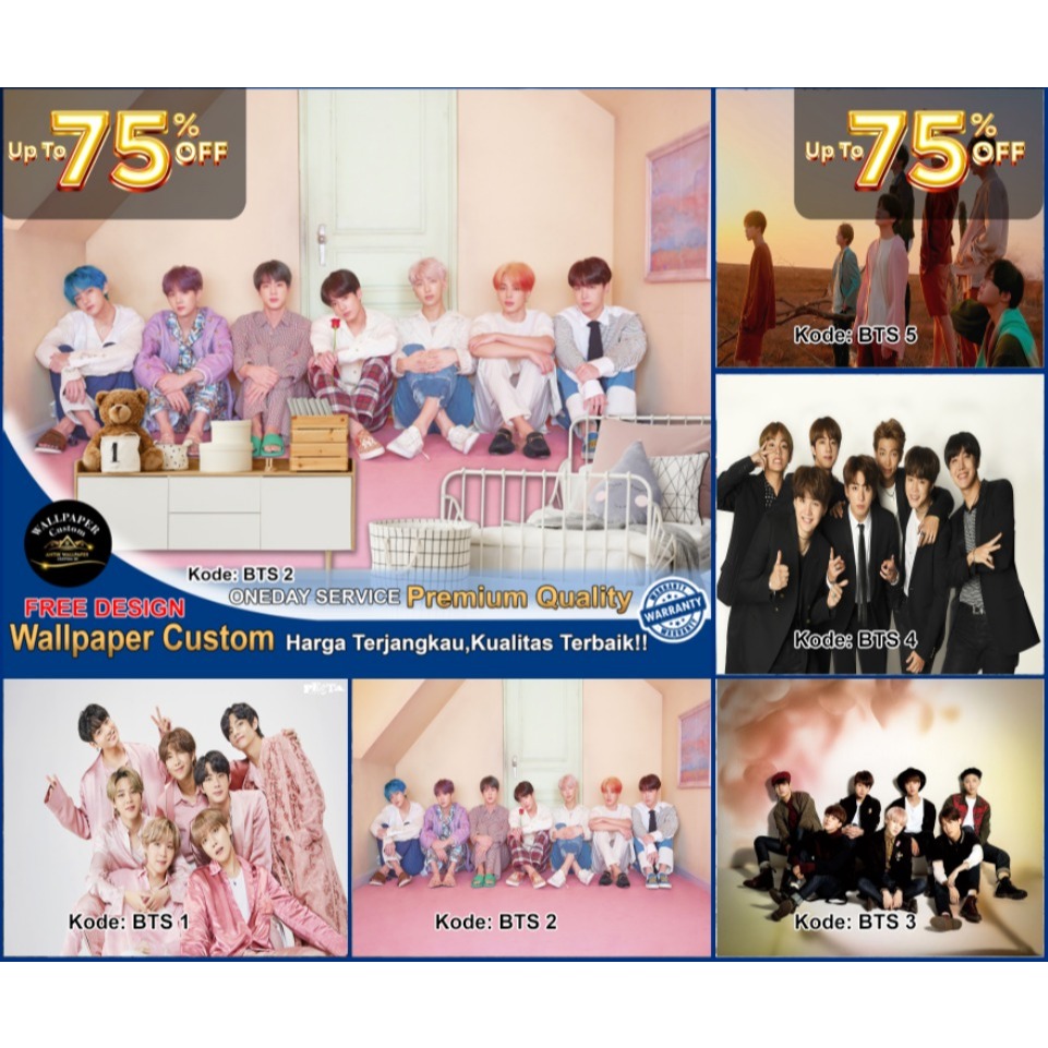 Wallpaper Custom 3D Motif BTS - Boyband - Wallpaper Dinding - Wallsticker