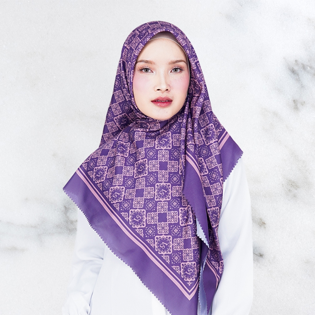 V3Hijab / Batik Flora / Monogram / Hijab / Segiempat / Voal / Motif / Printing / Syar'i / Kerudung /