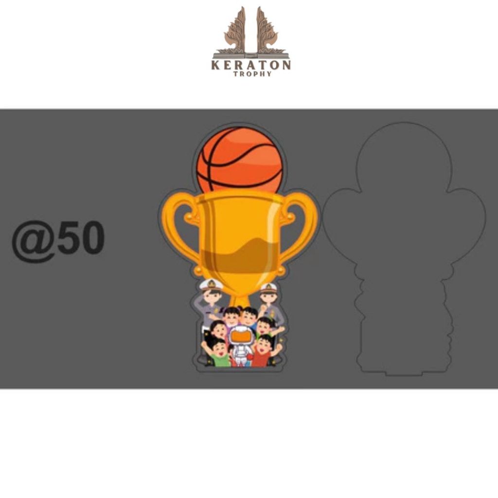 Piala Basket Akrilik Custom Tebal 3mm