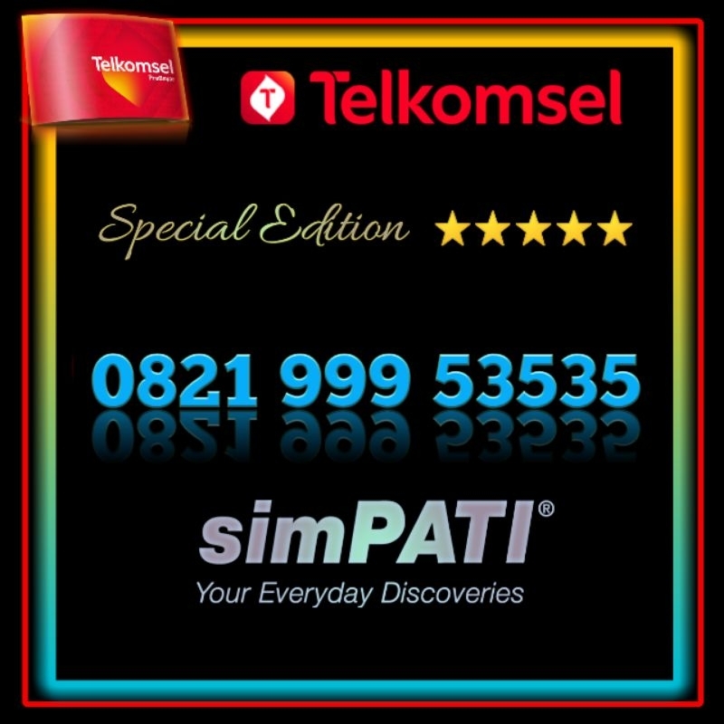 Nomor Cantik Hoki 999 spesial varian minimalis 53535 kartu perdana simPATI Telkomsel berkualitas lim