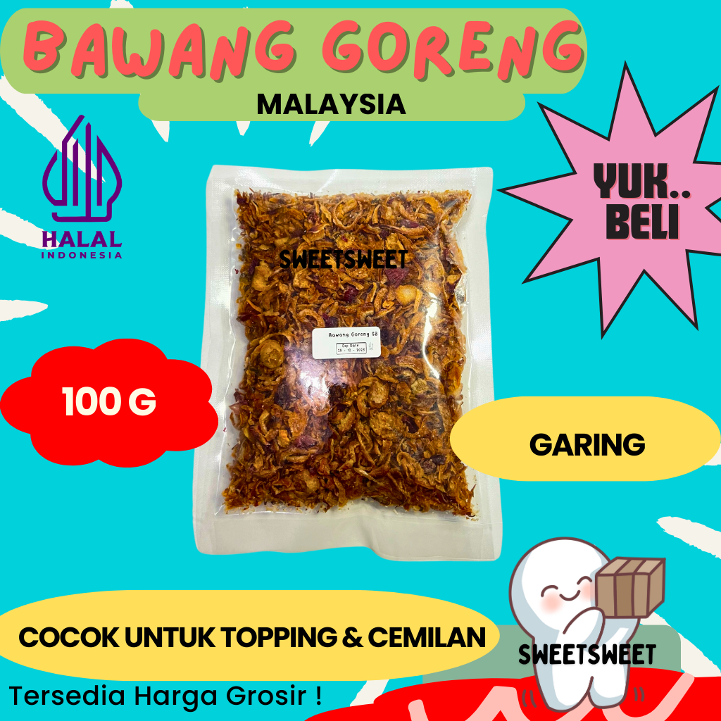 

Sweetsweet Varian Bawang Goreng Kriuk 100 G REPACK | Topping {Bisa COD} {Tersedia Harga Grosir}
