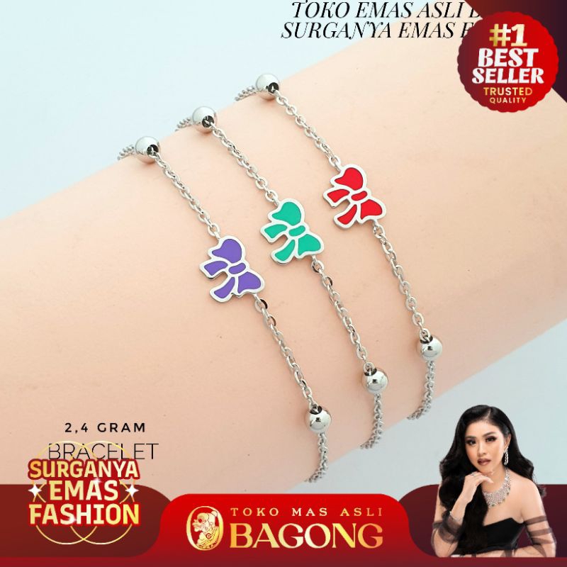 GELANG FASHION BRACELET PITA RAINBOW 17K/750 - ASLI BAGONG GOLD BAGONG EMAS