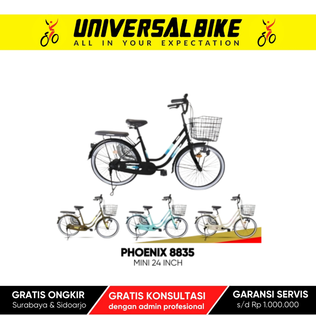 ELEGAN Sepeda Wanita Mini Phoenix 8835, 20/24/26 Inch - Banyak Warna, Garansi Servis