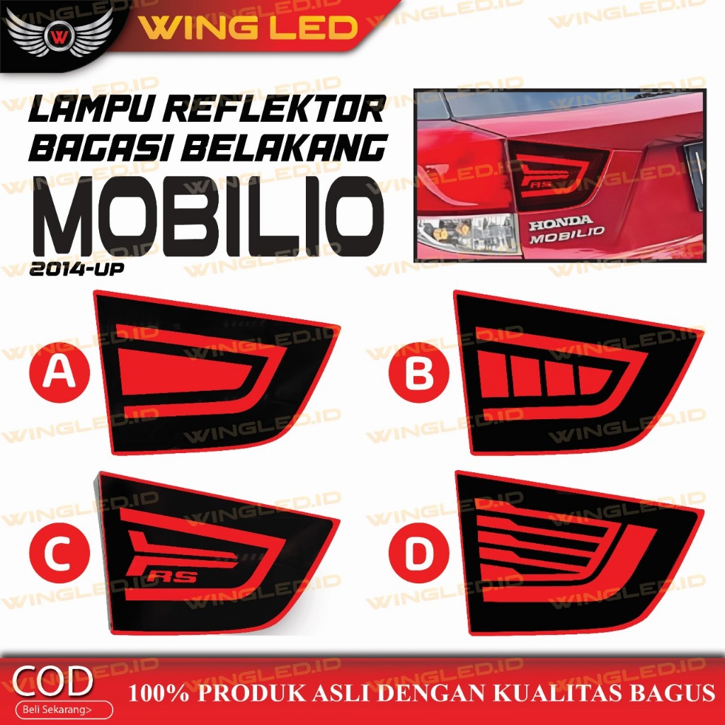 LAMPU REFLEKTOR BAGASI BELAKANG MOBILIO TYPE S E RS 2014-2025 AKSESORIS MOBIL