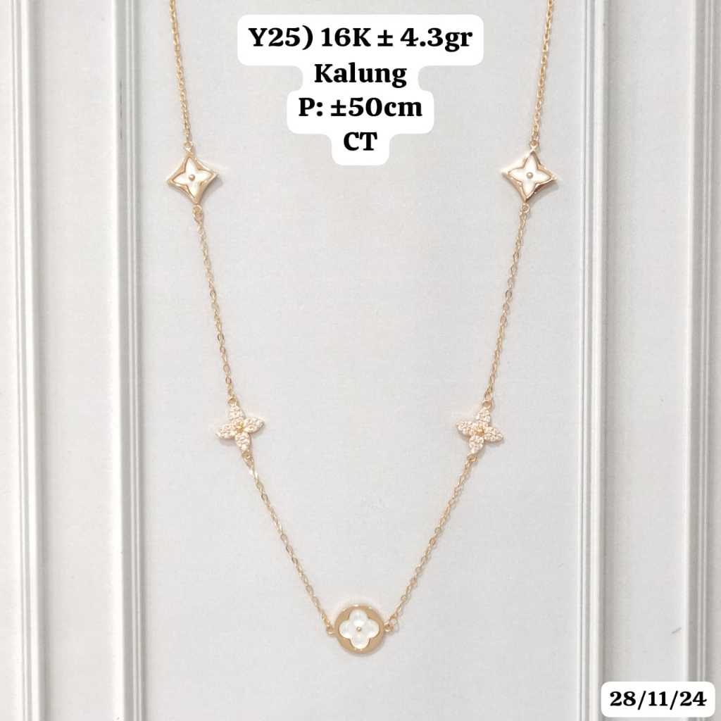 Kalung Rantai Kuning Putih Emas Asli Kadar 16K 700 70% Koye Model Import Italy