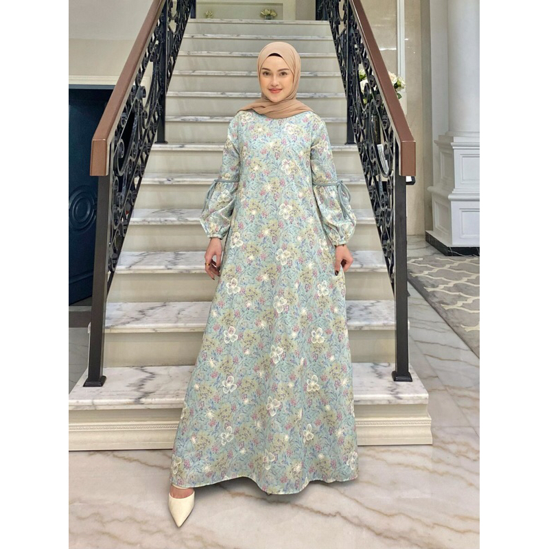 GAMIS KATUN BORDIR ORGANZA MILK SILKY PREMIUM SEMI SUTRA BY EDNES