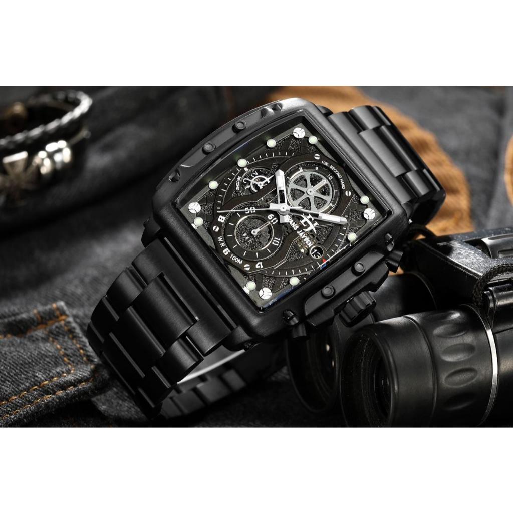 Big Sale  Jam Tangan Pria Evans Jayden 9550 Stainless Stell Kaca Sapphire Water Resistant 5ATM