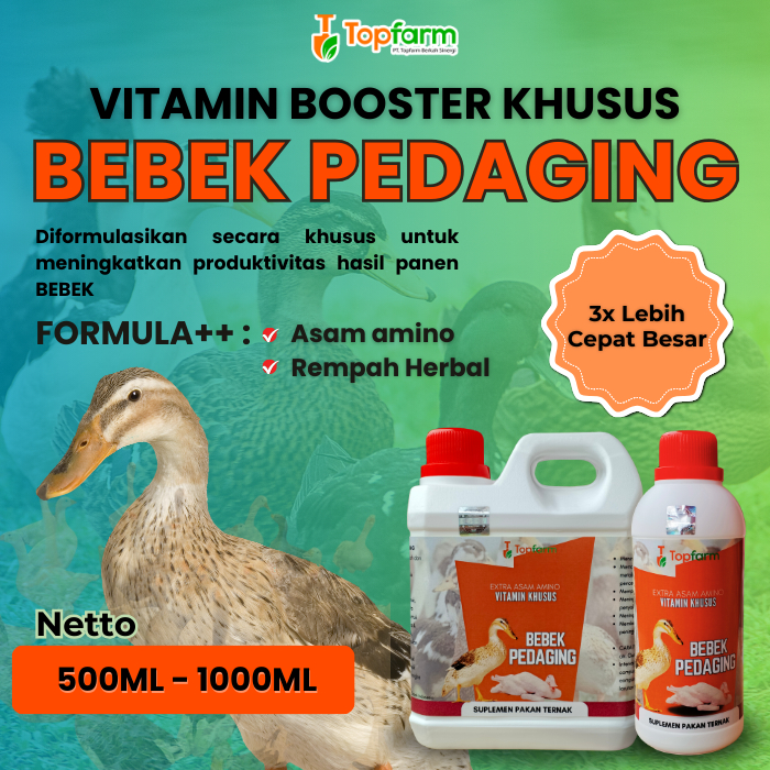 Vitamin Penggemuk Bebek 500ML-1LITER/ Vitamin Bebek Pedaging/ Suplamen Bebek Pedaging/ Vitamin Boost
