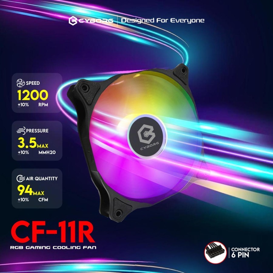 CYBORG CF-11R Fan Case RGB 12cm Fan Casing Rainbow Gaming 6 pin pakai Controler