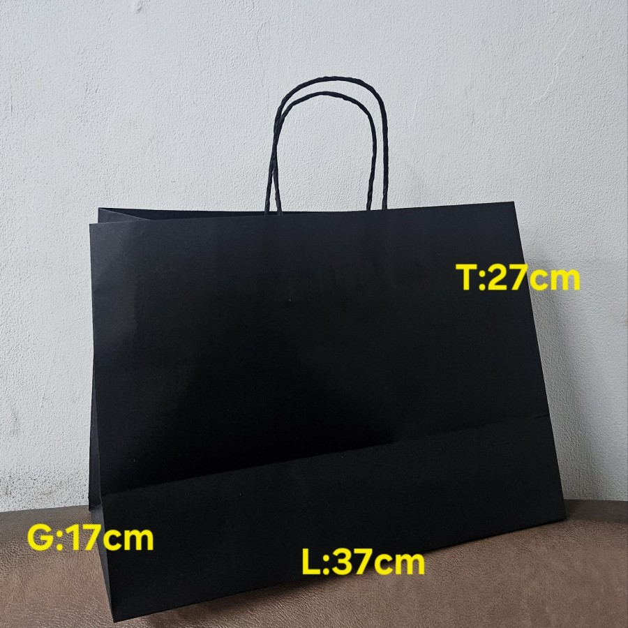

Paperbag SOS XXXL Kantong Kertas Hitam +TALI 37x17x27cm 125 GSM