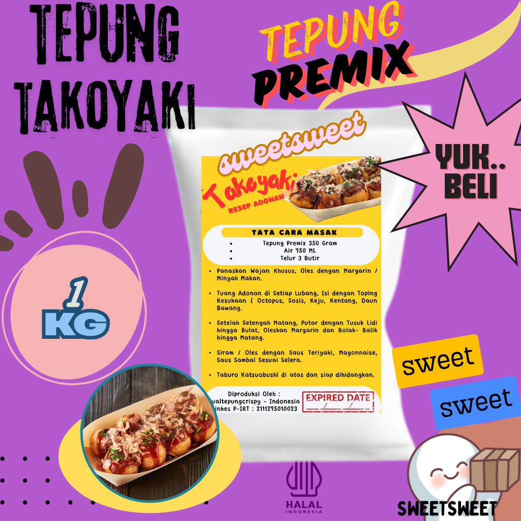 

Sweetsweet Tepung Premix Takoyaki Okonomiyaki 1 KG | Tepung Instant Siap Pakai {Bisa COD dan Grosir}