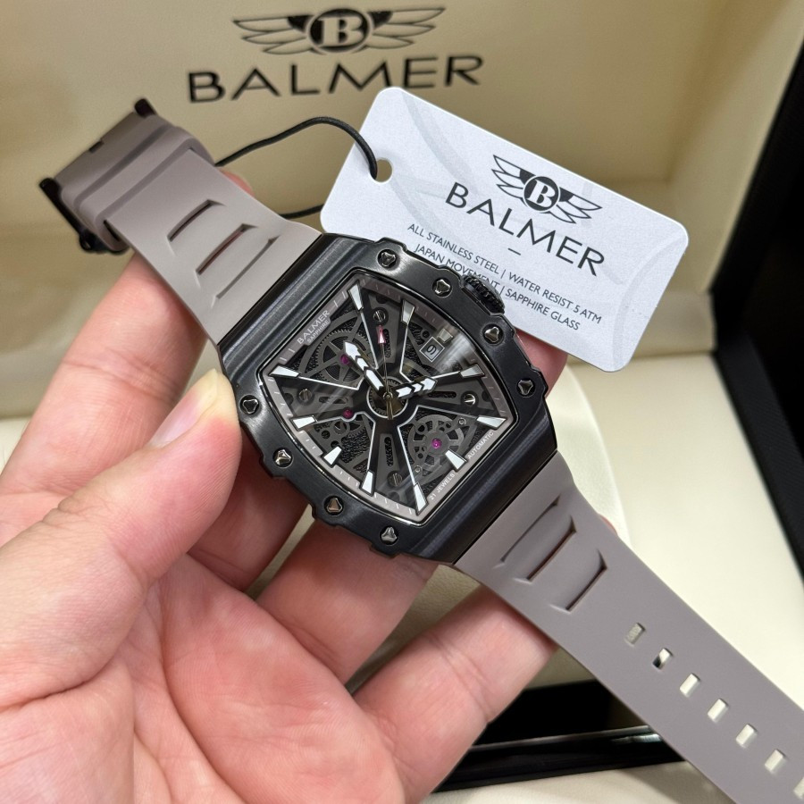 100% original  Jam Tangan Pria Balmer 8836 Automatic Sapphire Glass-Abu