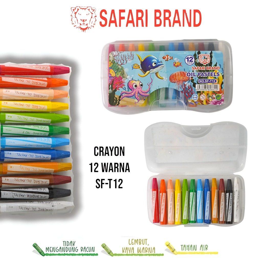 

(SFT12-LUSIN) Crayon Krayon Oil Pastel 12 warna kemasan plastik