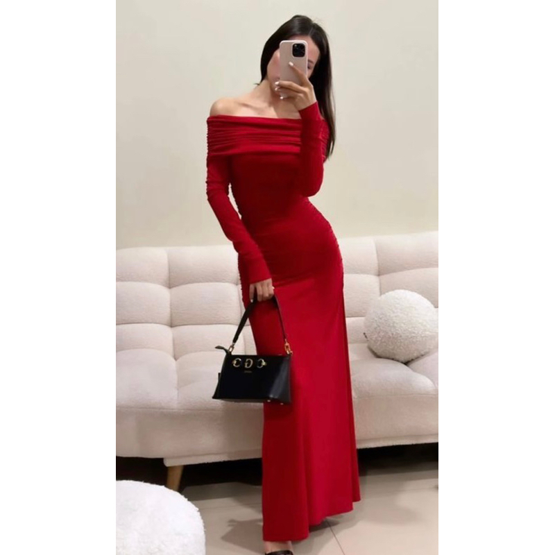 SUNCLOTHE| Nortia Sabrina Dress Knit "pakaian wanita dress pantai"