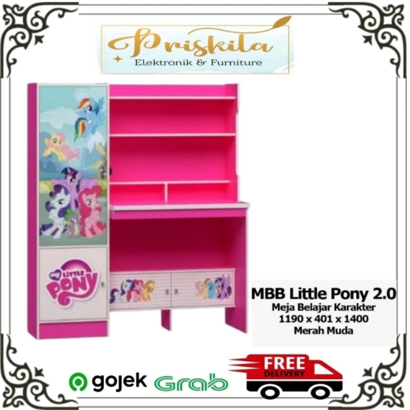 Meja belajar Little pony / meja tulis karakter/ meja belajar anak / meja belajar pink/ meja belajar 