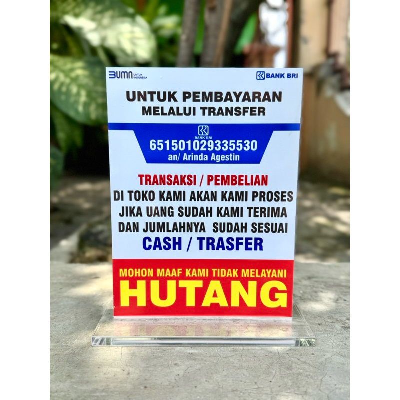 

AKRILIK MEJA UKURAN 15x20 BAHAN TEBAL BISA REQUEST UNTUK AGEN LAYANAN BANK