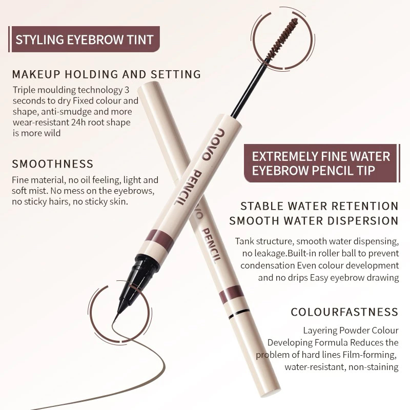 NOVO Vivid 3D Double-Head Eyebrow Pencil 2 in 1 Pensil dan Sisir Alis 6065