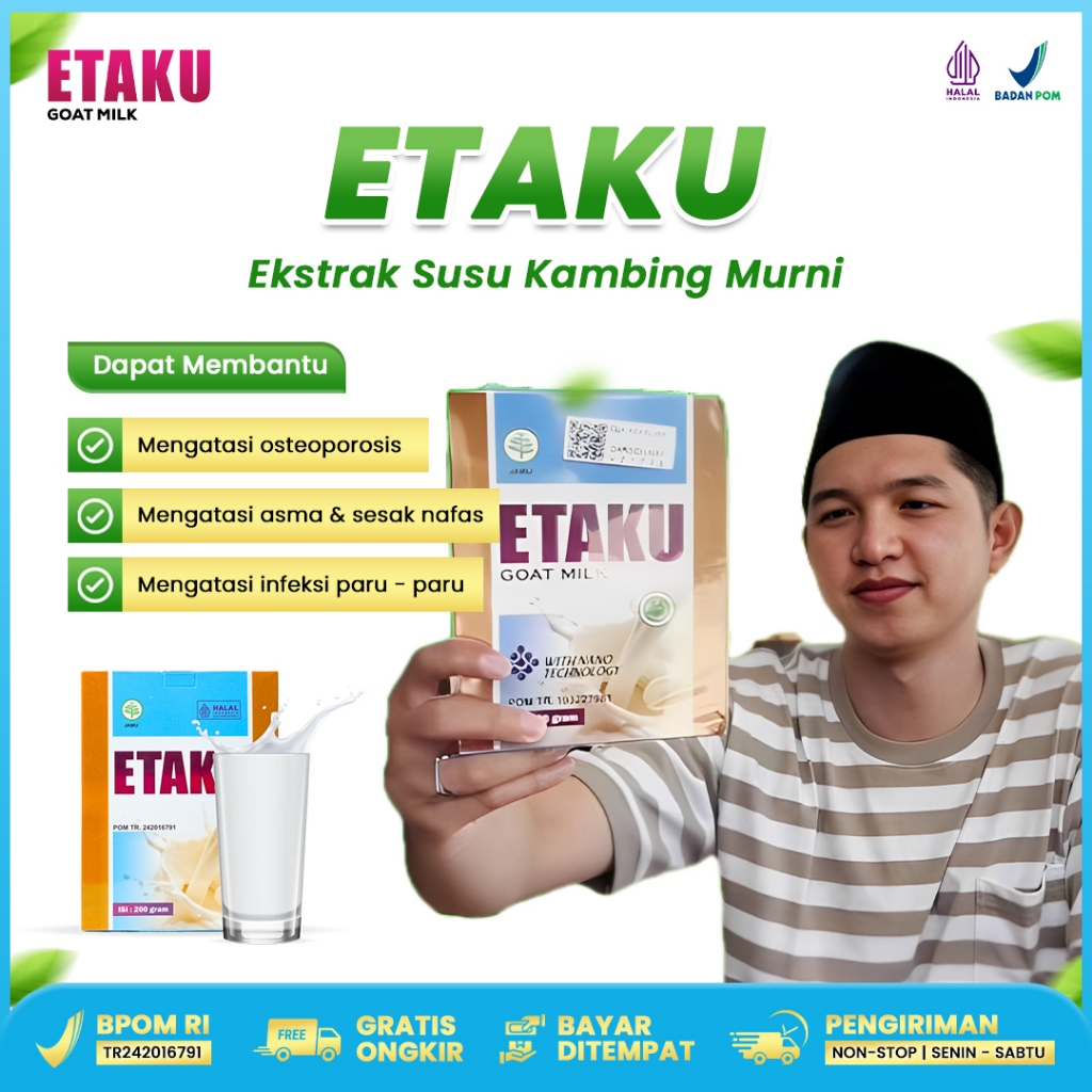 

Etaku Goat Milk 100% Ekstrak Susu Kambing Murni Cegah Pengereposan Pada Tulang osteoporosis Dini COD