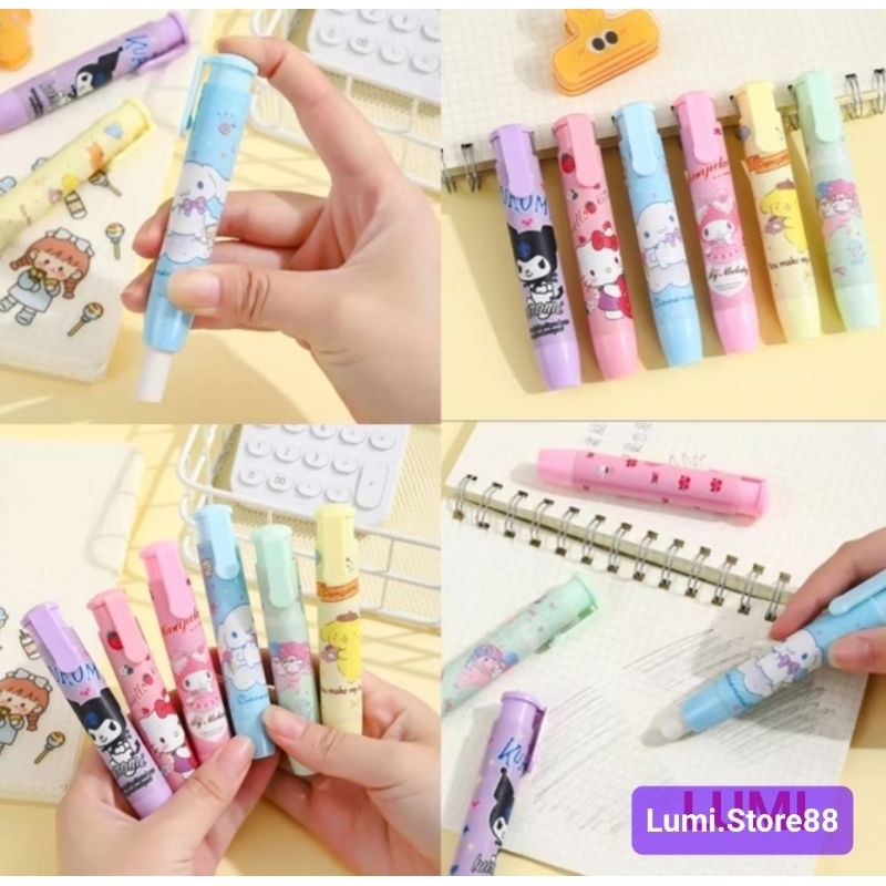 

Penghapus Pensil Mekanik Sanrio Kuromi Cinnamoroll Melody model Lipstik Cantik Imut Lucu Tebal Bahan Premium