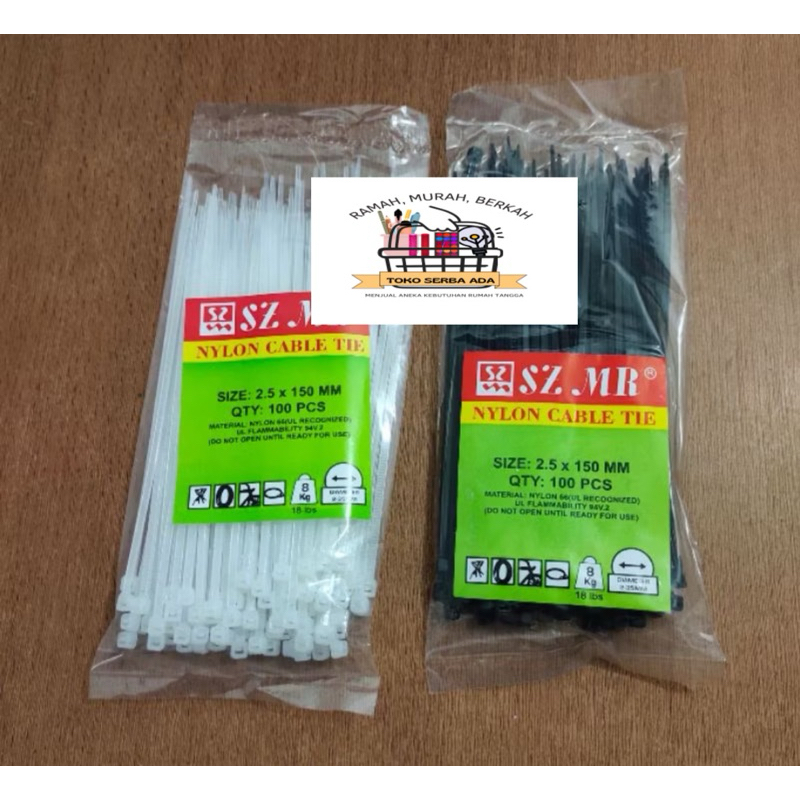 

KabelTies 2,5x150mm 15cm / Cable Tie 2,5 x 150mm 15cm Putih/Hitam SZMR