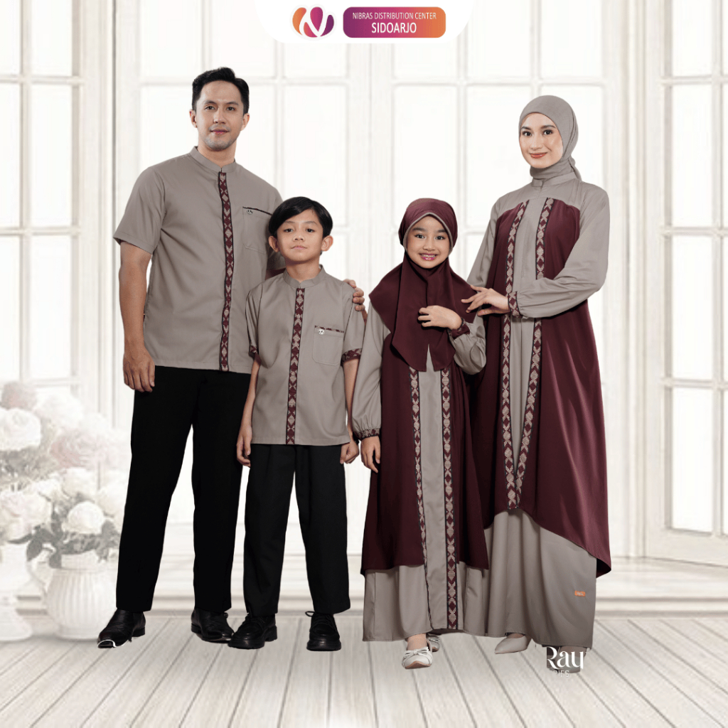 baju seragam keluarga pesta pernikahan 2025  Nibras Rayya Series Vidya Sand & Brown