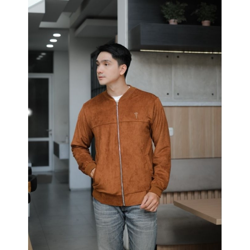 jaket suede (bahan dompet tebal)-jaket keren priawanita-jaket kekinian