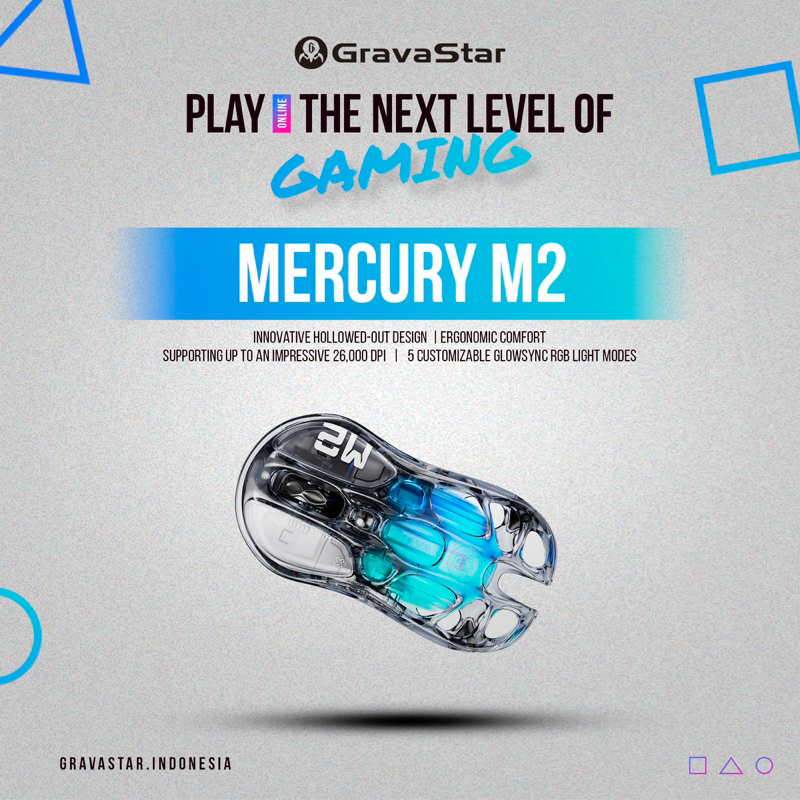 GravaStar Mercury M2 Wireless Gaming Mouse Transparent Black