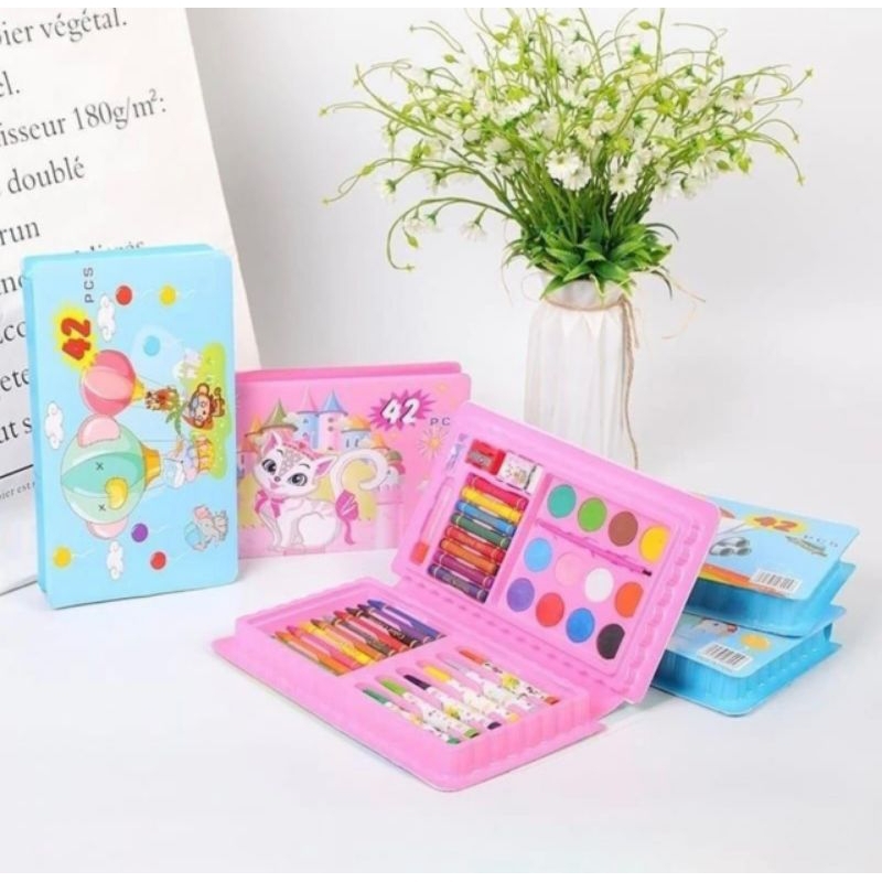 

Mini Crayon Mewarnai 42 PCS / Crayon Lukis Anak 42 PCS/ Pensil Warna Anak Pink Blue