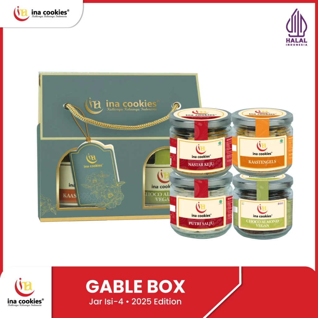 

Hampers Lebaran 2025 GABLE isi 4 Toples JAR Kue Kering Premium Ina Cookies