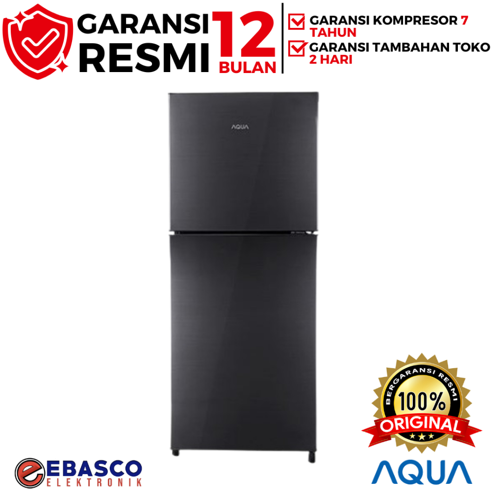 AQUA Kulkas 2 Pintu AQR-D 251 DS / 251 DG Kapasitas 203 Liter Tanpa Bunga Es Jumbo Freezer