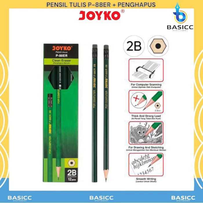 

Joyko Pensil Tulis + Penghapus 2B P-88ER | @1 Pak= 12 Pencil