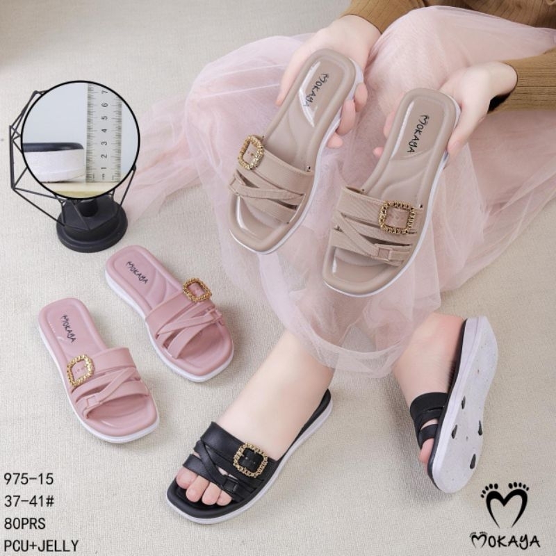 sandal slop karet wanita terbaru kekinian ukuran 37-41