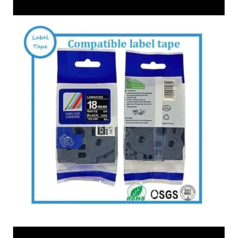 

Label Printer Br0th3r Compatible 18mm White On Black TZE 345