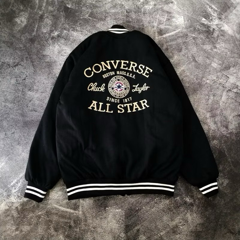 JAKET CONVERSE JACKET VARSITY ZIPPER BORDIR FULL AND TAG LABEL